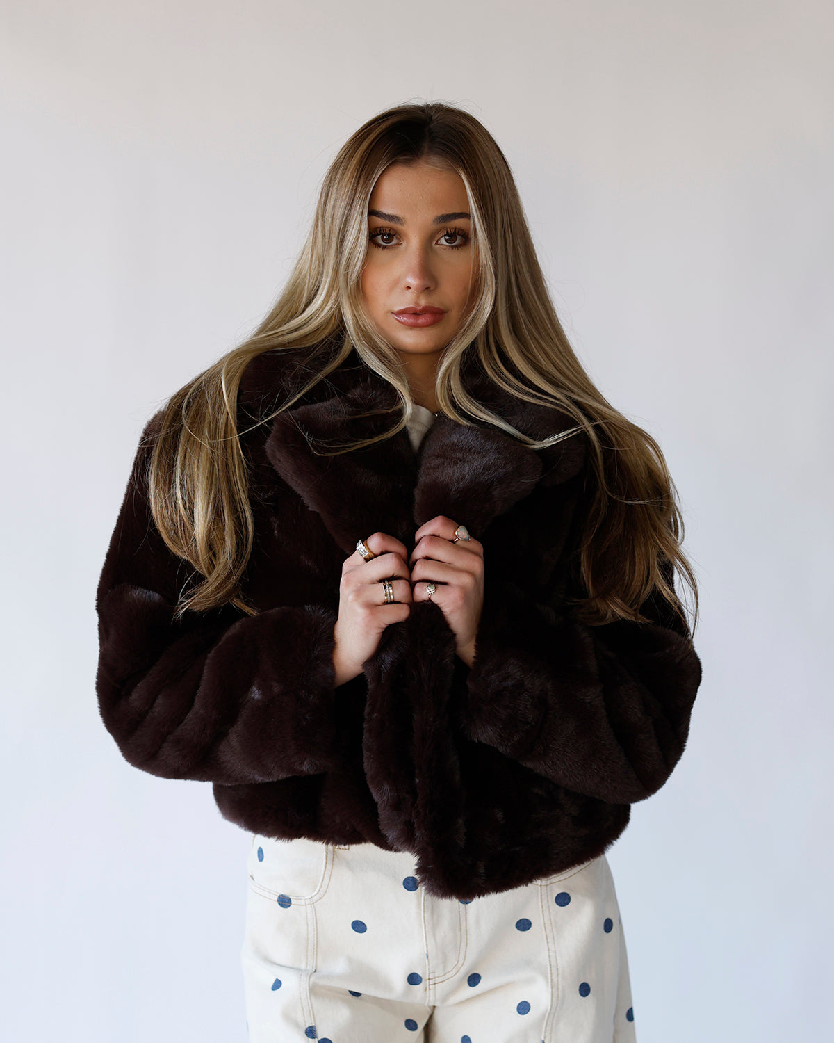 RICH CHOCOLATE FAUX FUR COAT