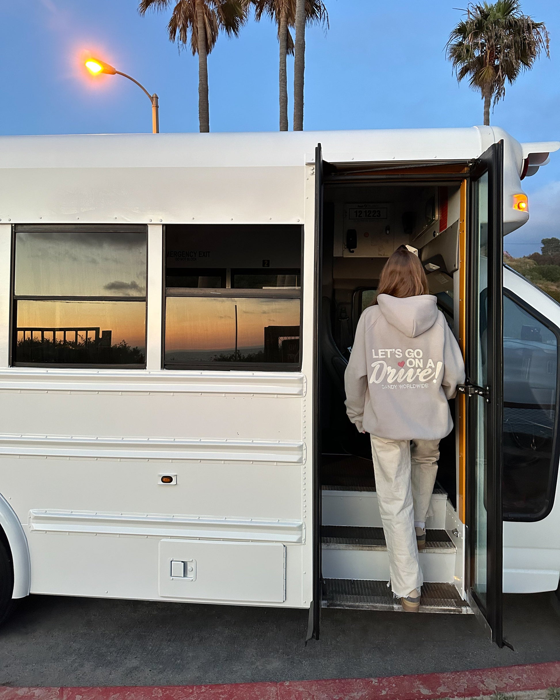 "Let's Go on a Drive" Oversized Lux Hoodie in Light Gray