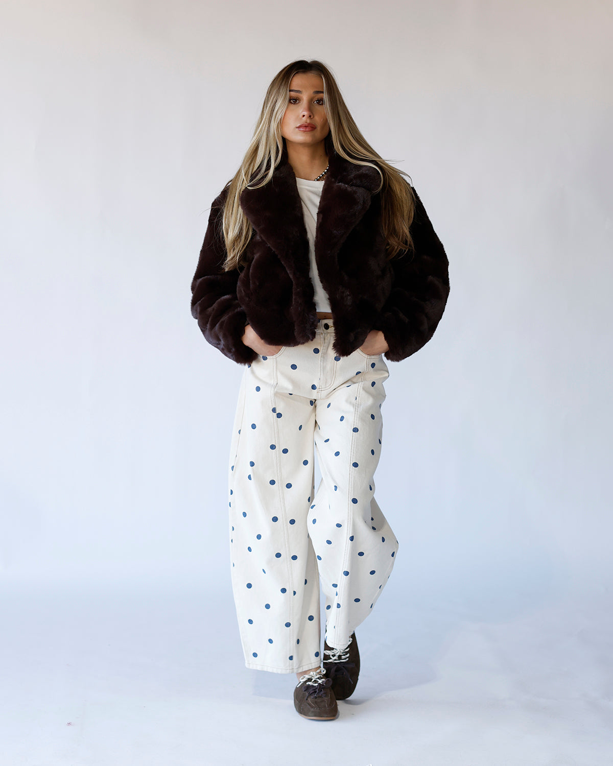 RICH CHOCOLATE FAUX FUR COAT