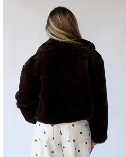 RICH CHOCOLATE FAUX FUR COAT