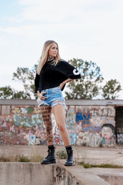  crop top oversize noir et blanc